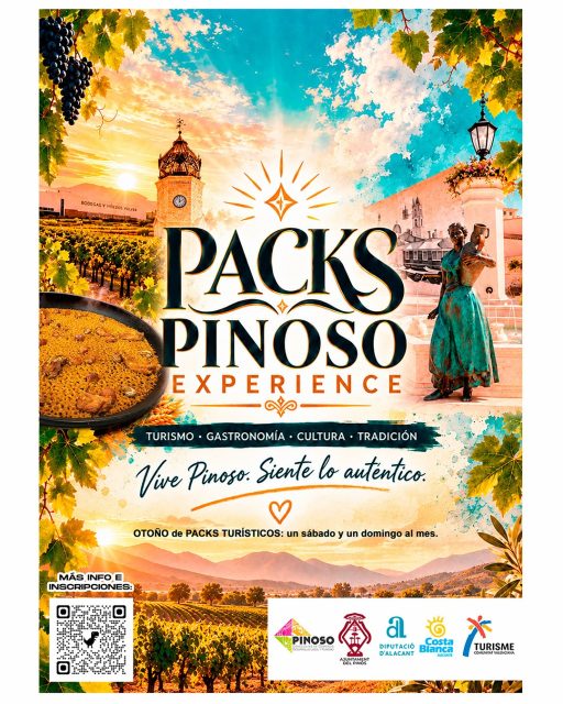 Vive Pinoso y siente lo auténtico con estas dos propuestas pensadas para disfrutar del fin de semana:
PACK CULTURAL (Sábados) - ¡Gratuito!
Disfruta de una visita guiada por la Torre del Reloj, la Fuente del Homenaje, el Mercado y el Centro de Interpretación Casa del Mármol y del Vino.
Horario: De 11:00h a 14:00h.
Punto de encuentro: Escaleras Torre del Reloj (junto a la casa de Don Pedro).
Aparcamiento: Parking del Mercado (C/ Cura García).
PACK ENOTURÍSTICO (Domingos) - 20 € (a abonar en bodega)
Incluye visita guiada al Centro de Interpretación Casa del Mármol y del Vino + visita guiada y cata en Bodegas Volver (recepción en Wine Bar, cata de 4 vinos y degustación de productos locales).
Horario: De 10:00h a 10:45h (C.I. Mármol y Vino) y de 11:00h a 13:00h (Bodega).
Punto de encuentro y aparcamiento: Casa del Mármol y el Vino.
Fechas disponibles:
26 y 27 de septiembre
24 y 25 de octubre
28 y 29 de noviembre
19 y 20 de diciembre
¿Te apuntas? Escanea los códigos QR de la imagen para acceder al formulario de inscripción o consultar la lista de restaurantes con menú especial para completar tu experiencia.
¡Te esperamos para compartir lo mejor de nuestro pueblo! 
Inscripciones 
https://acortar.link/KRNL1g
Menús restaurantes 
https://acortar.link/60RKAR
#Pinoso #TurismoPinoso #PinosoExperience #Enoturismo #Cultura gastronomia